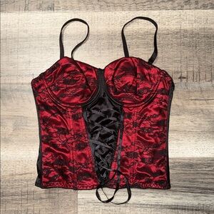 Red and Black Lace Corset Top Sexy Halloween Costume
